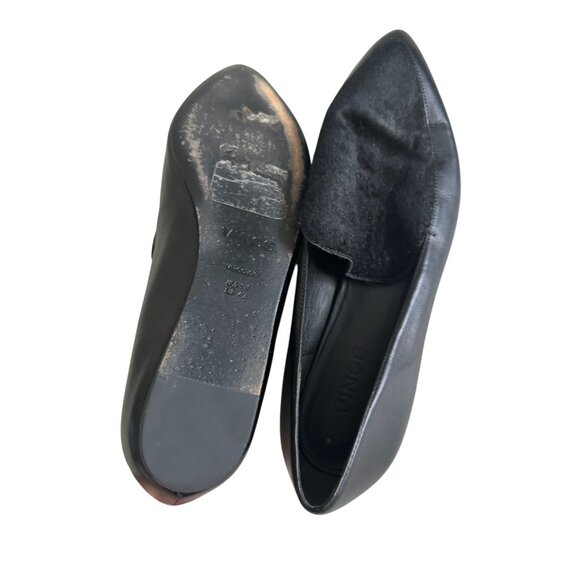 VINCE Black Calf Hair Leather Pointed Flats Size US 10 - Picture 6 of 7